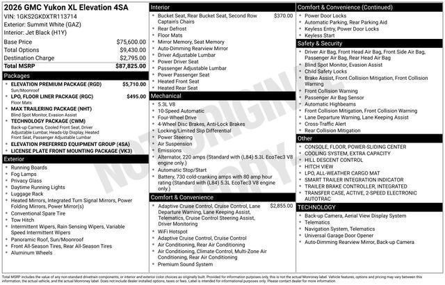 2026 GMC Yukon XL Elevation