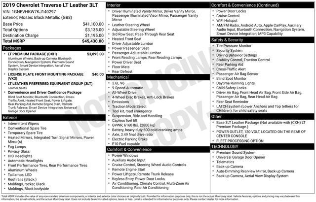 2019 Chevrolet Traverse LT Leather