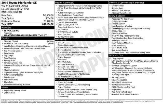 2019 Toyota Highlander SE