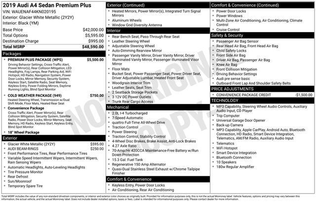 2019 Audi A4 Premium Plus